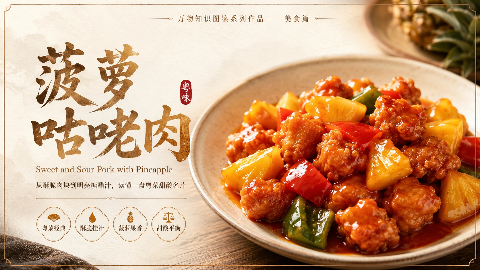 万物知识图鉴系列作品PPT——菠萝咕咾肉 - 预览图1