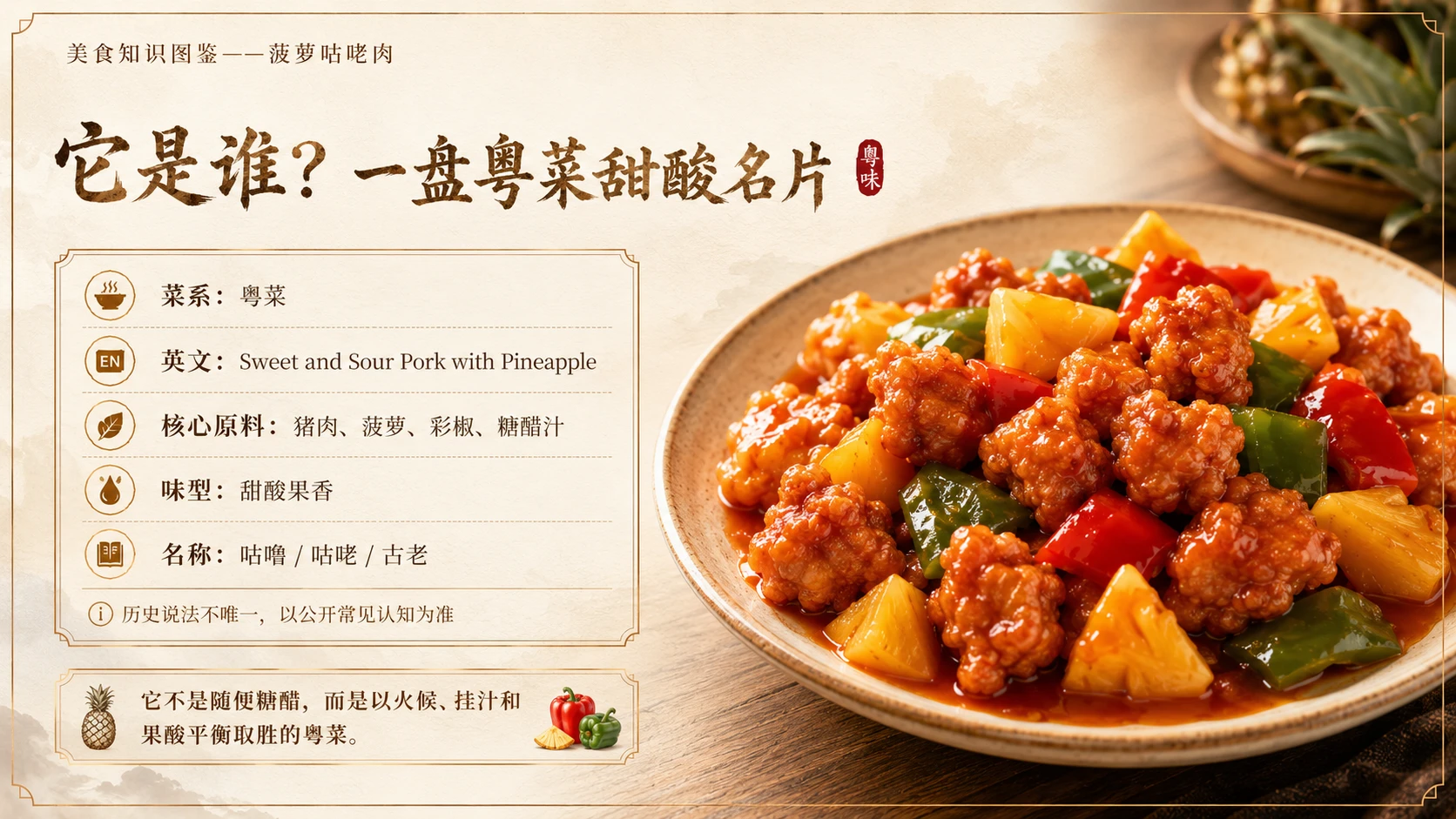 万物知识图鉴系列作品PPT——菠萝咕咾肉 - 预览图2
