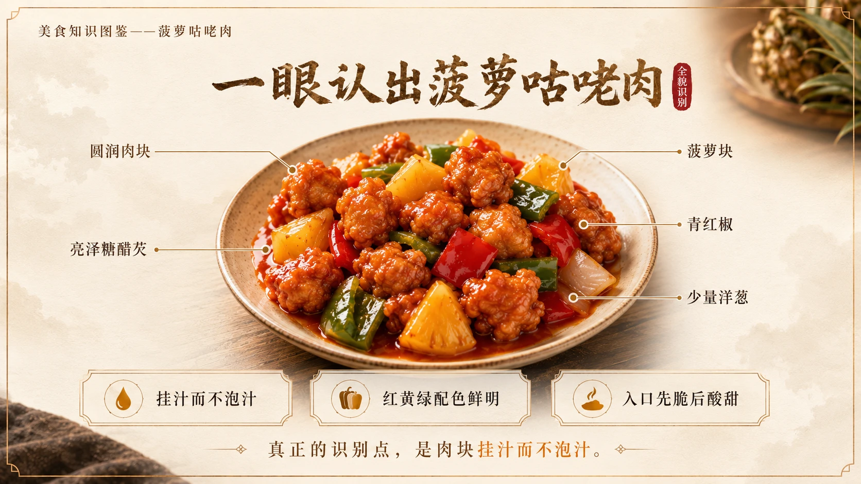 万物知识图鉴系列作品PPT——菠萝咕咾肉 - 预览图3