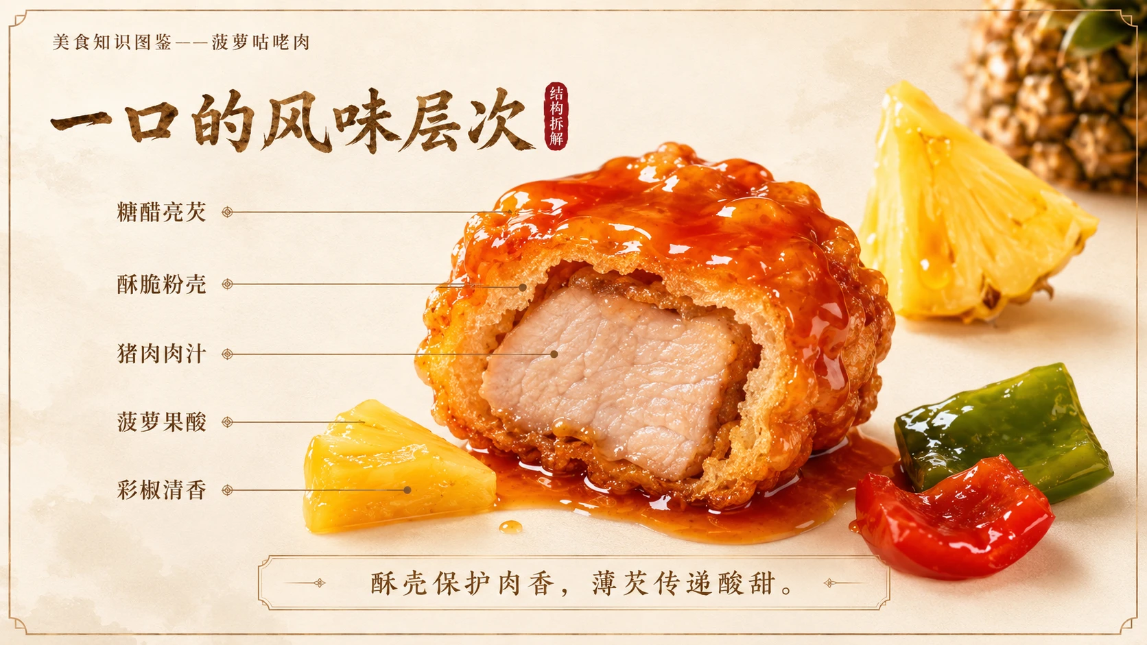 万物知识图鉴系列作品PPT——菠萝咕咾肉 - 预览图5
