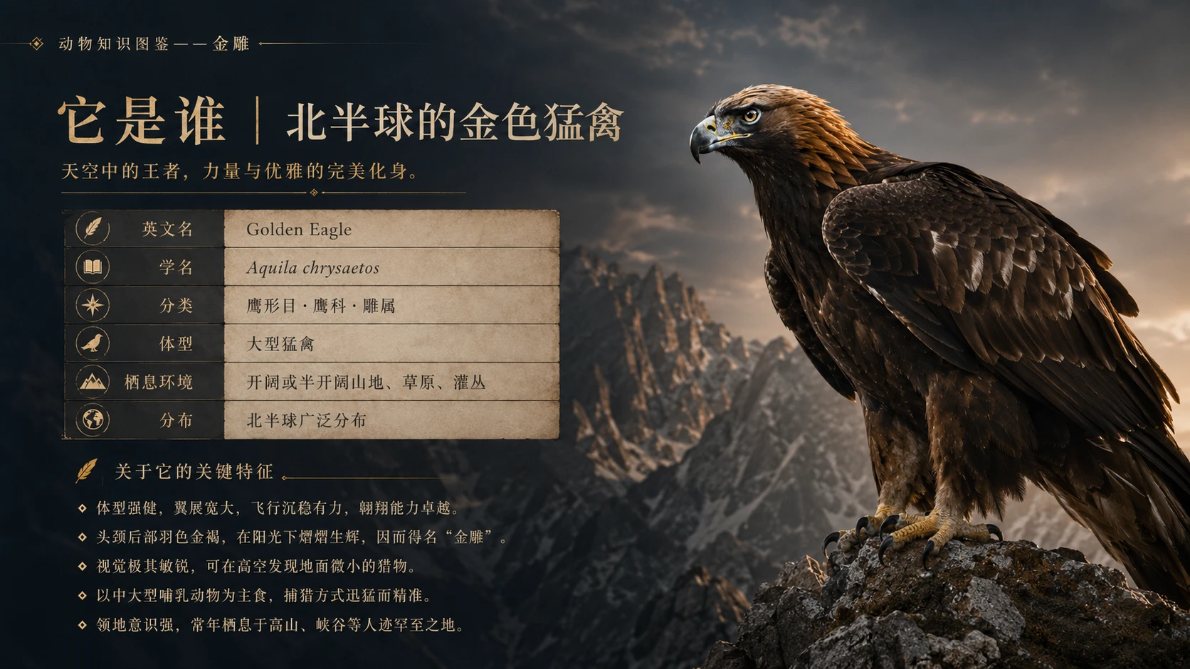 万物知识图鉴系列作品PPT——金雕 - 预览图2
