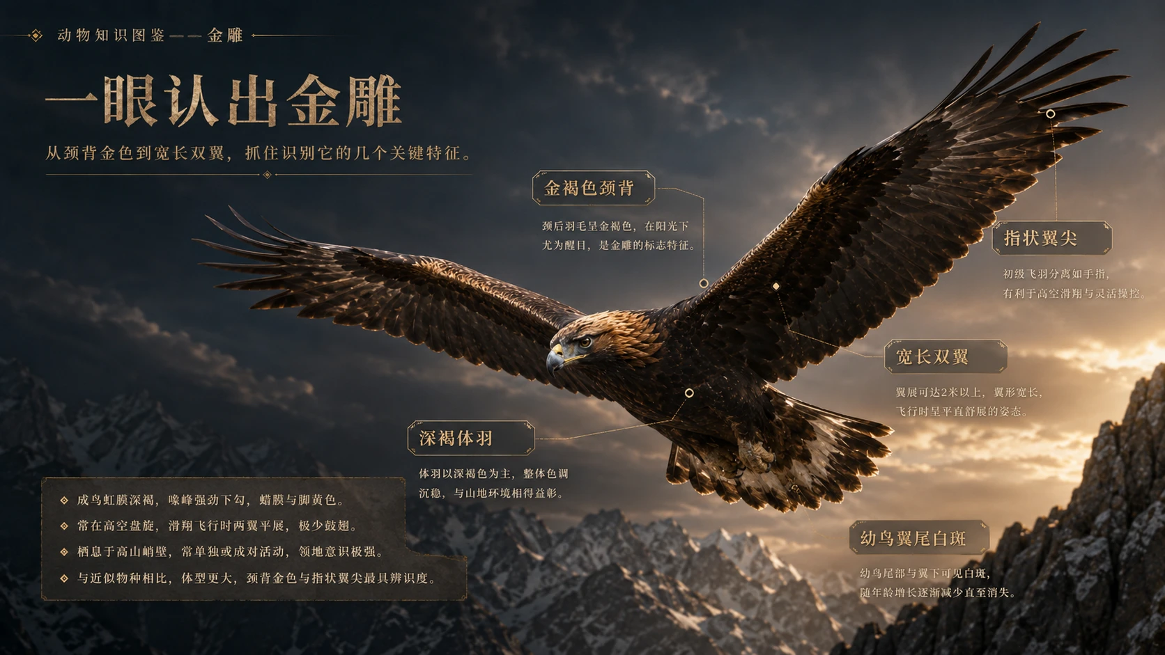 万物知识图鉴系列作品PPT——金雕 - 预览图3