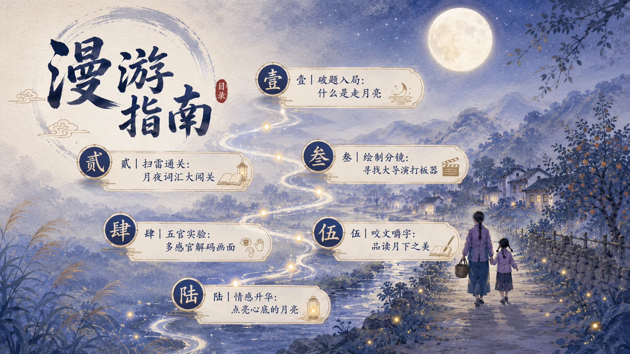 【拿来即上】统编版四年级上册《走月亮》PPT课件模板 自带名师引导指令+第一二课时全包 - 预览图2