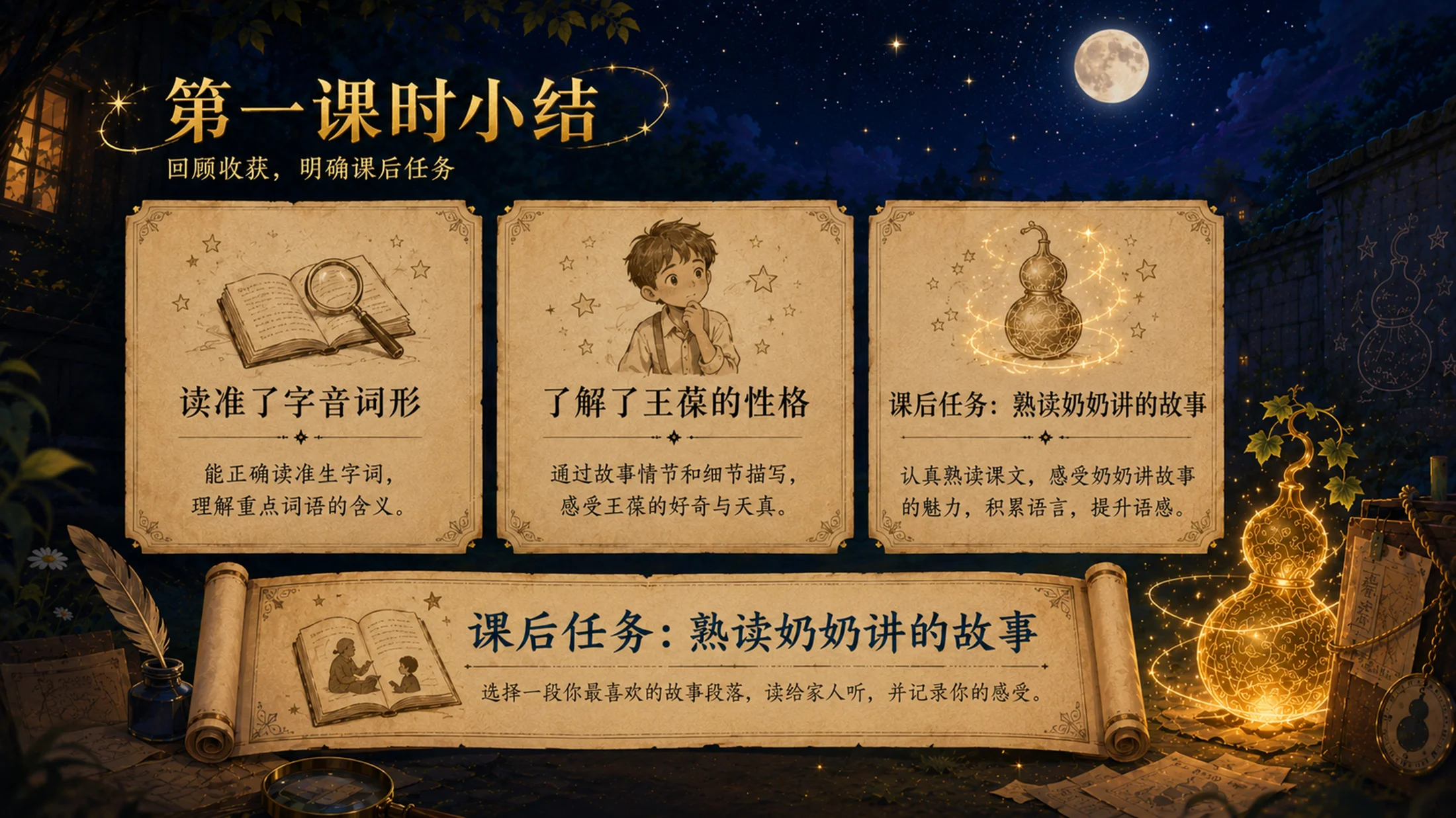 【拿来即上】统编版四年级下册《宝葫芦的秘密》PPT课件模板 | 自带名师引导指令+第一二课时全包 - 预览图16