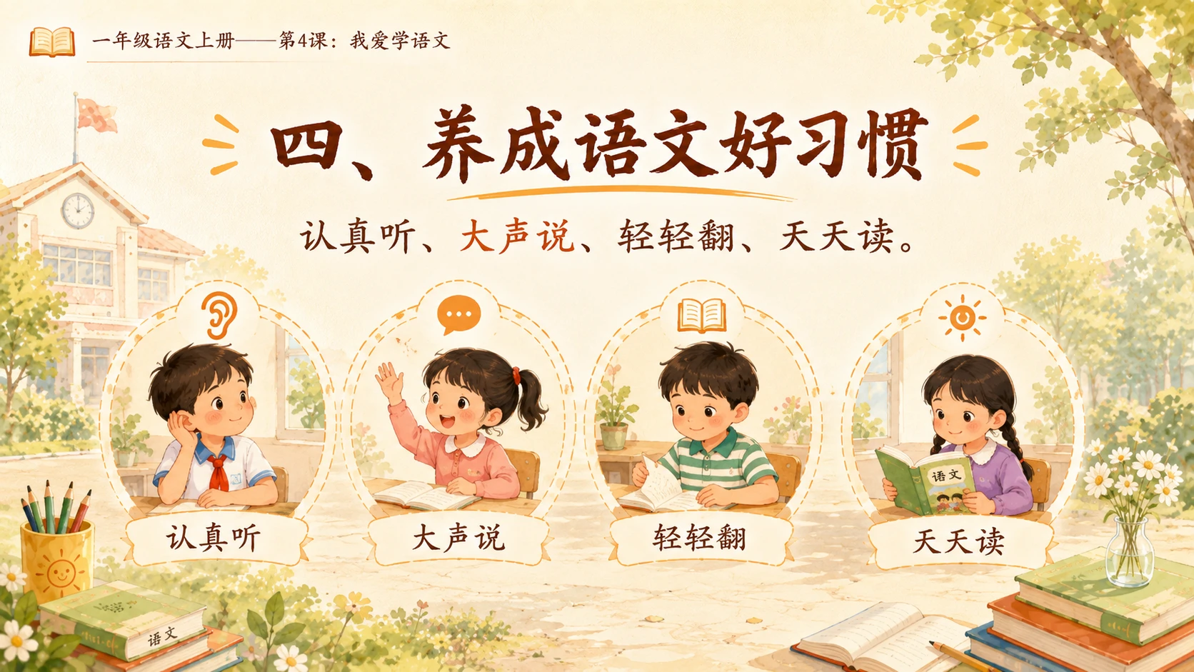 小学六年制统编教材系列课件——一年级语文上册第4课：我爱学语文 - 预览图15