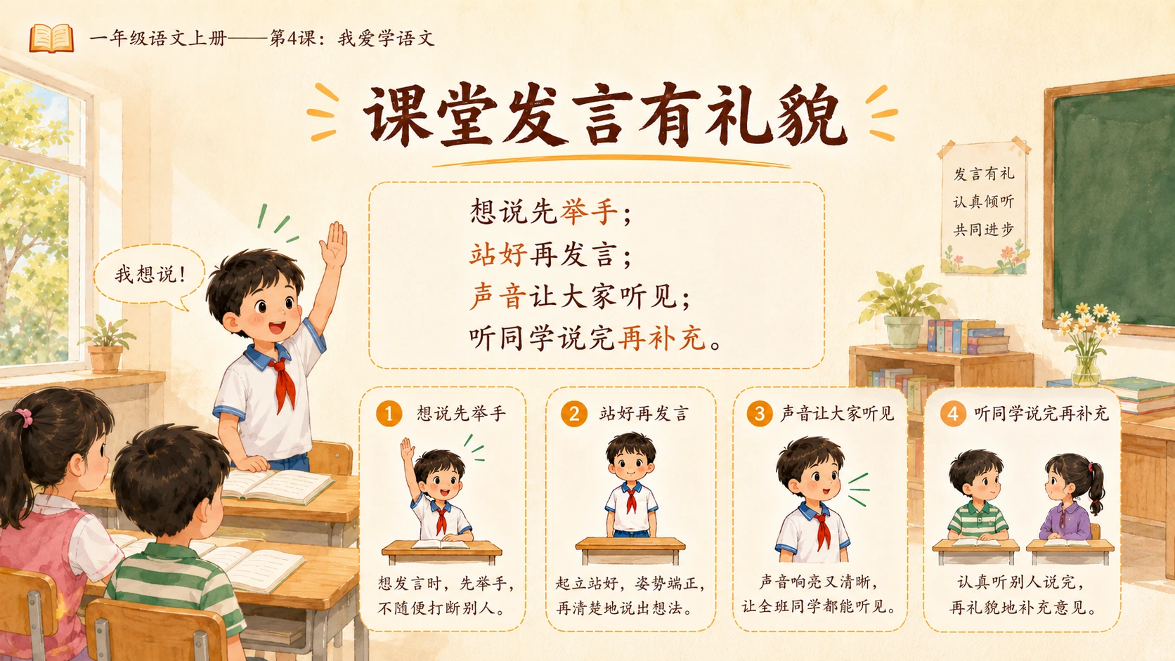 小学六年制统编教材系列课件——一年级语文上册第4课：我爱学语文 - 预览图16