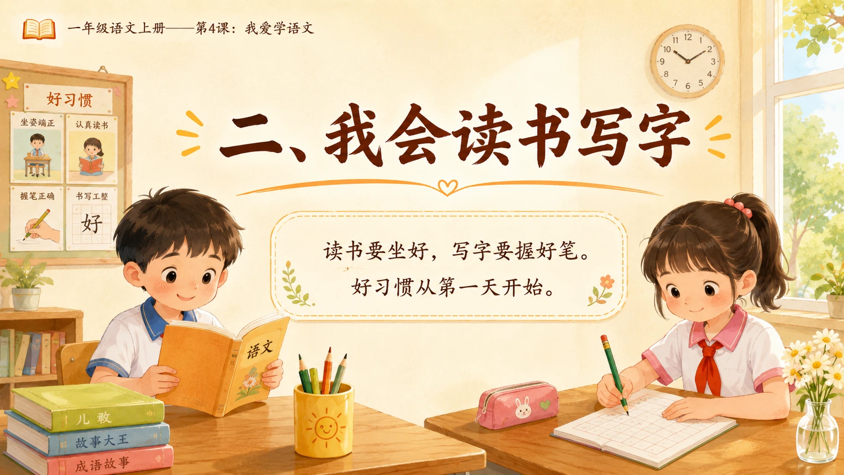 小学六年制统编教材系列课件——一年级语文上册第4课：我爱学语文 - 预览图6
