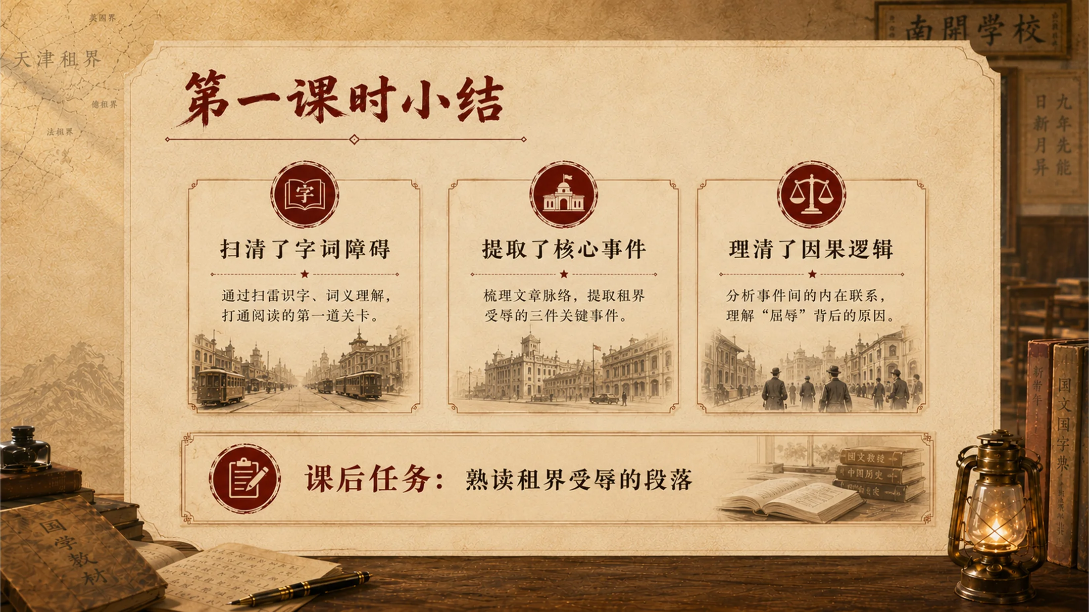 统编语文四年级上册《为中华之崛起而读书》赛课级PPT模板 多事件概括+沉浸式家国情怀（双课时完整版） - 预览图18
