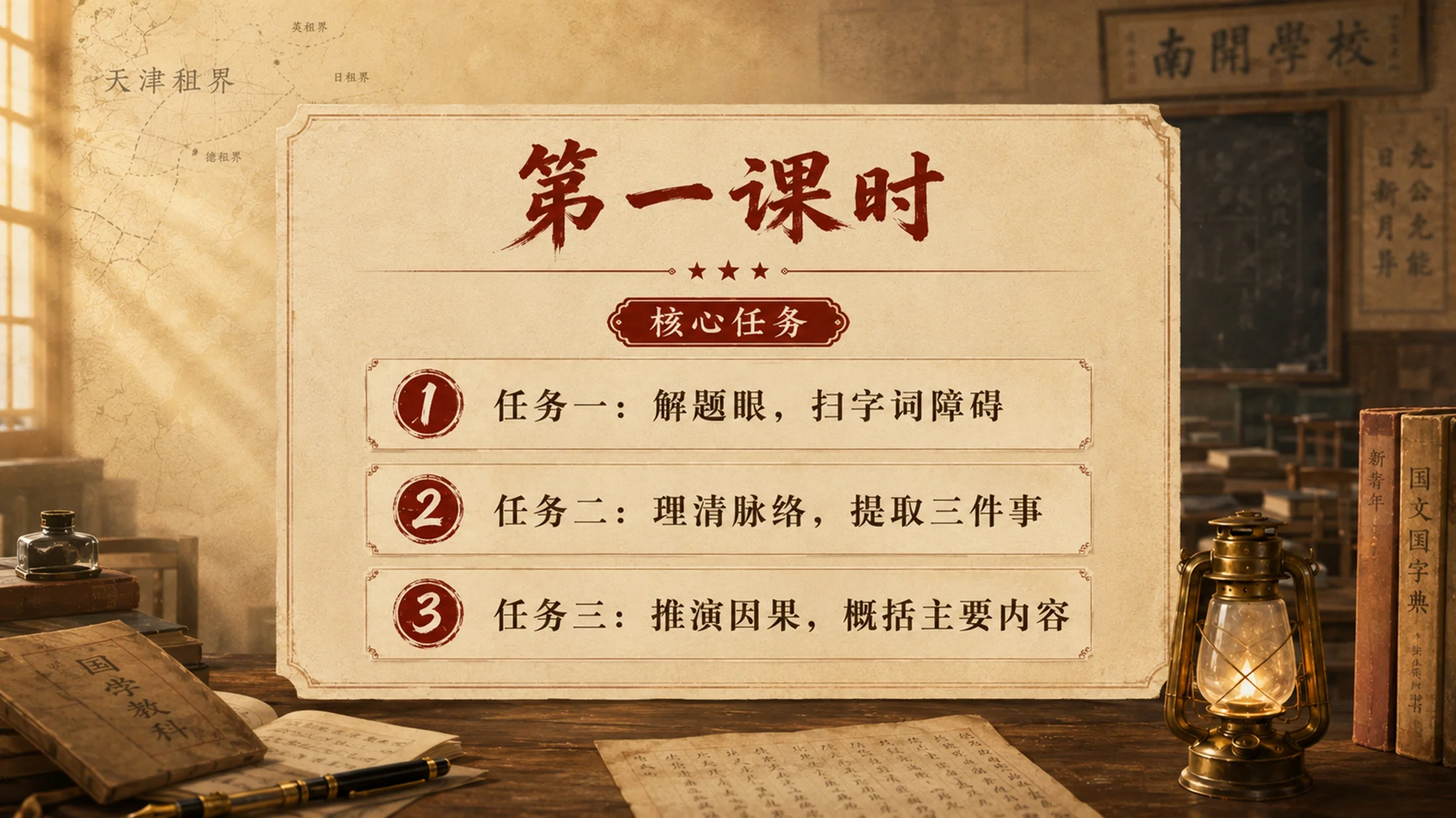统编语文四年级上册《为中华之崛起而读书》赛课级PPT模板 多事件概括+沉浸式家国情怀（双课时完整版） - 预览图3