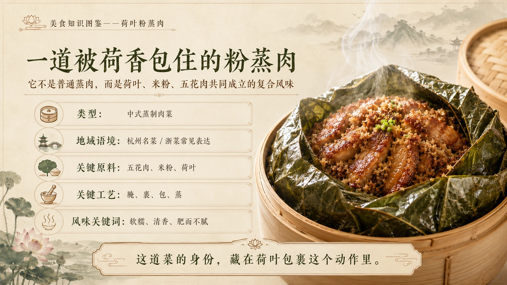 万物知识图鉴系列作品PPT——荷叶粉蒸肉 - 预览图2