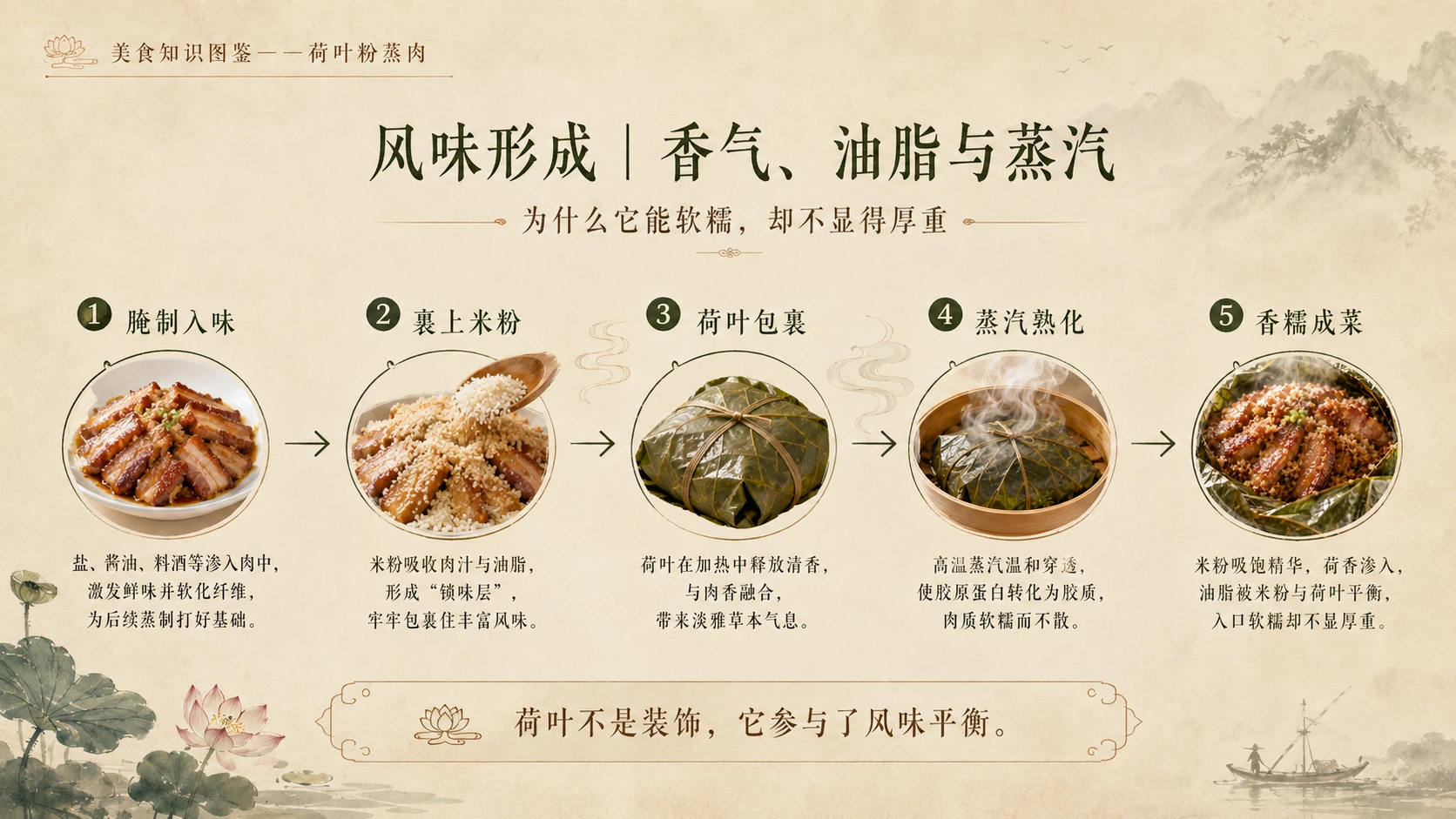 万物知识图鉴系列作品PPT——荷叶粉蒸肉 - 预览图6