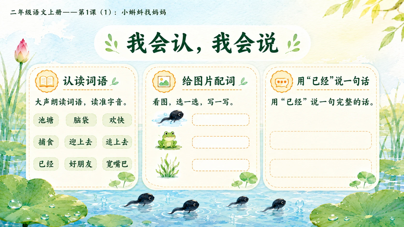 小学六年制统编教材系列课件——二年级语文上册第1课（1）：小蝌蚪找妈妈 - 预览图10