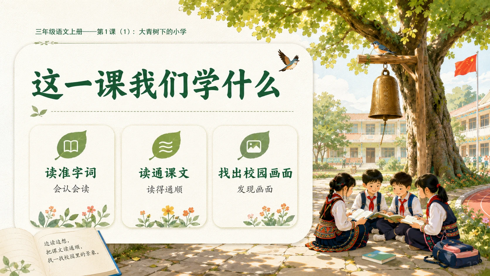 小学六年制统编教材系列课件——三年级语文上册第1课（1）：大青树下的小学 - 预览图3