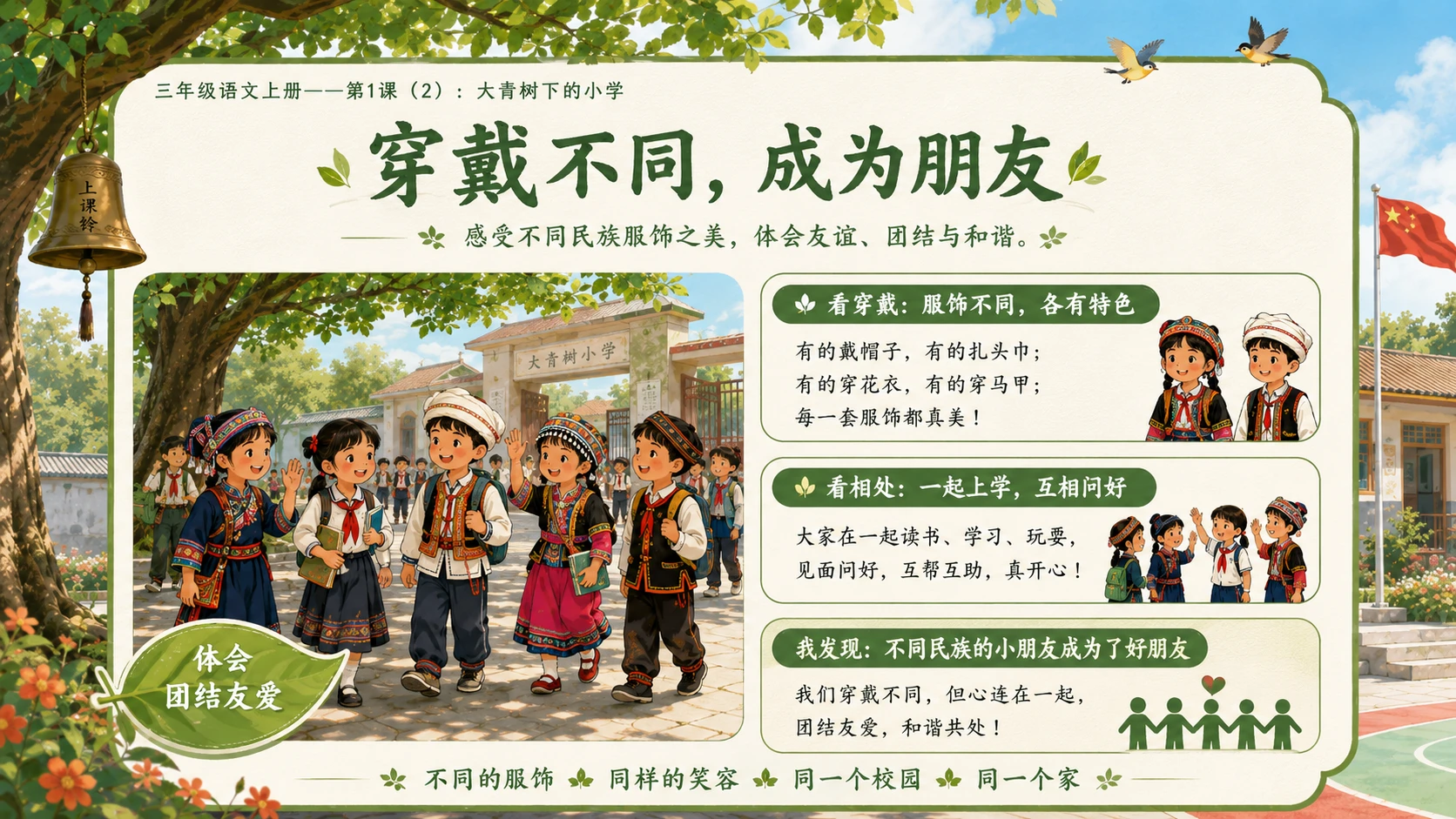 小学六年制统编教材系列课件——三年级语文上册第1课（2）：大青树下的小学 - 预览图3
