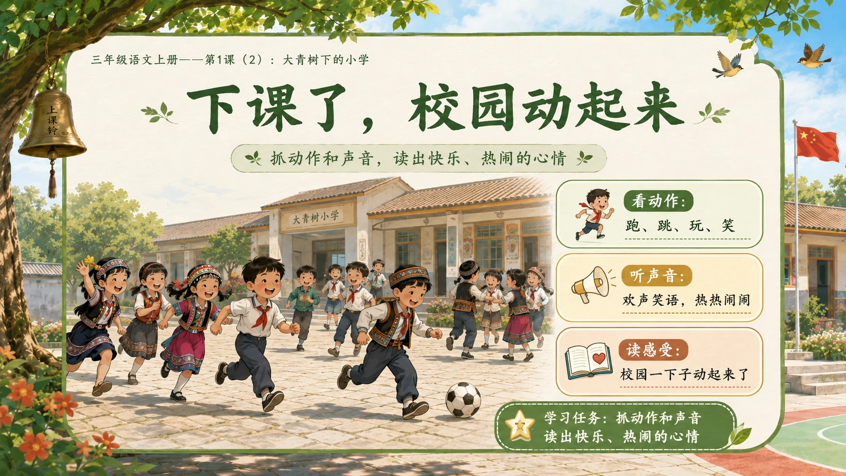 小学六年制统编教材系列课件——三年级语文上册第1课（2）：大青树下的小学 - 预览图7