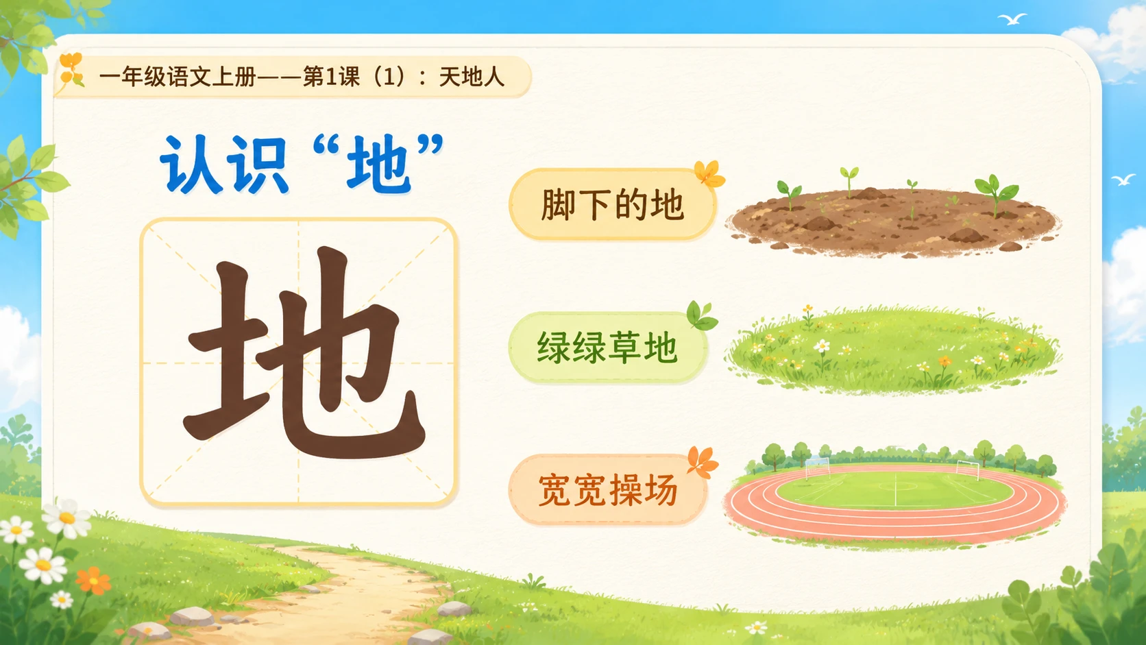 小学六年制统编教材系列课件——一年级语文上册第1课（1）：天地人 - 预览图5