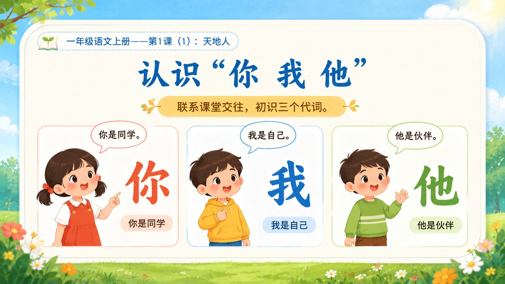 小学六年制统编教材系列课件——一年级语文上册第1课（1）：天地人 - 预览图9