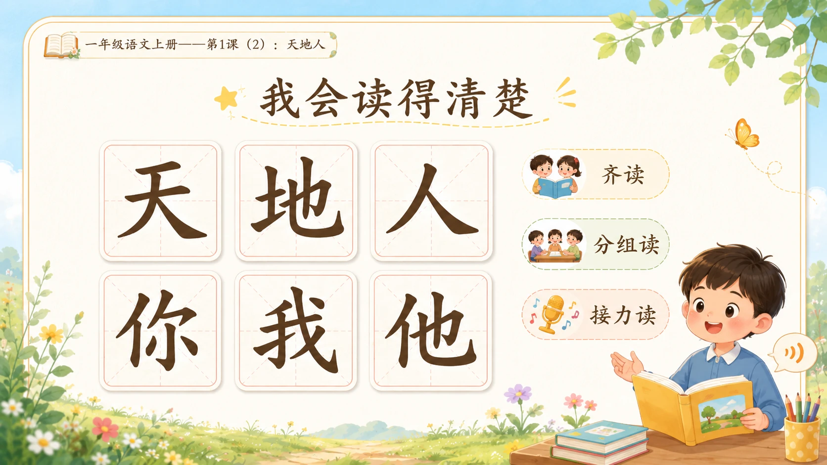小学六年制统编教材系列课件——一年级语文上册第1课（2）：天地人 - 预览图3