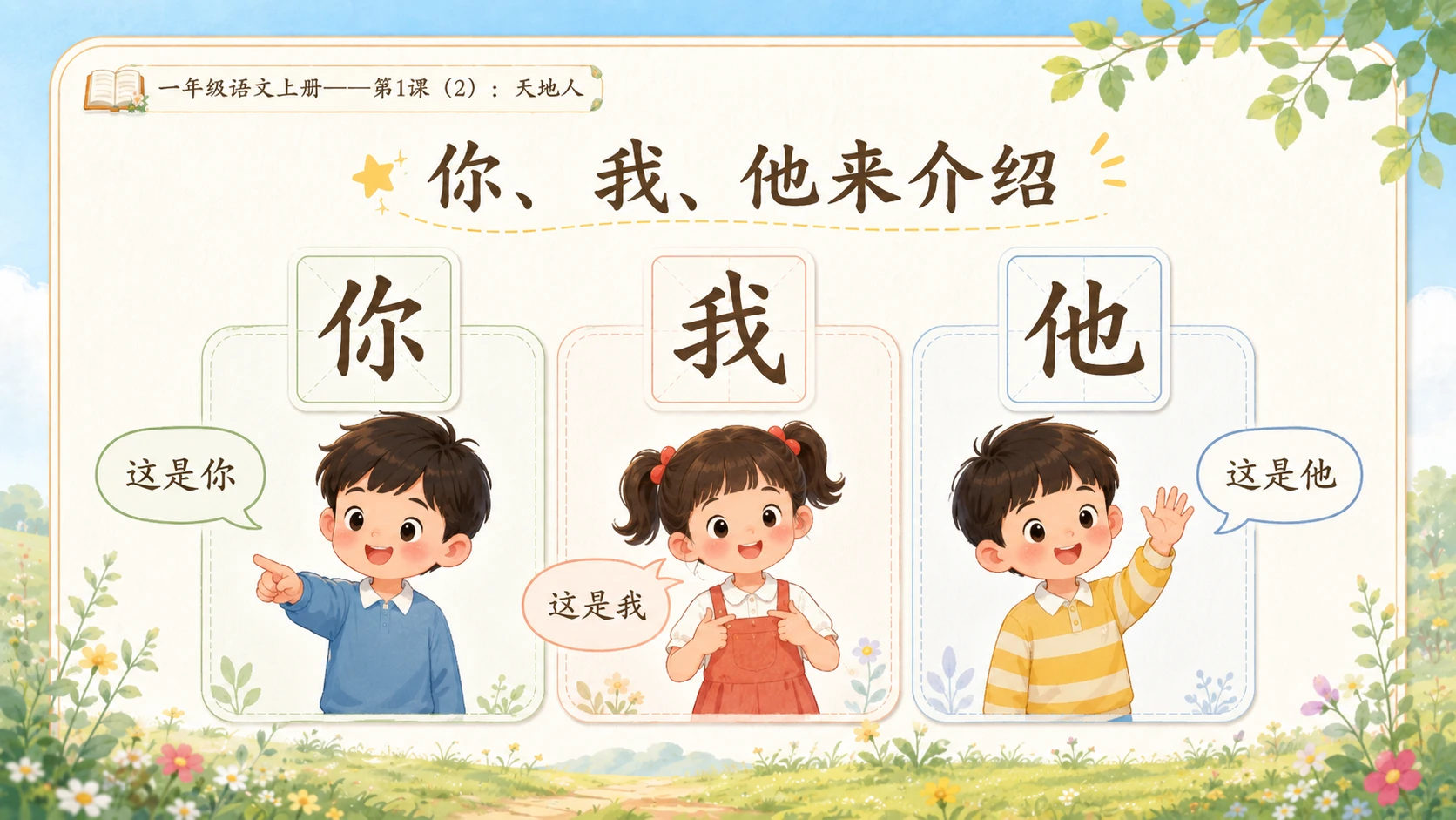 小学六年制统编教材系列课件——一年级语文上册第1课（2）：天地人 - 预览图6