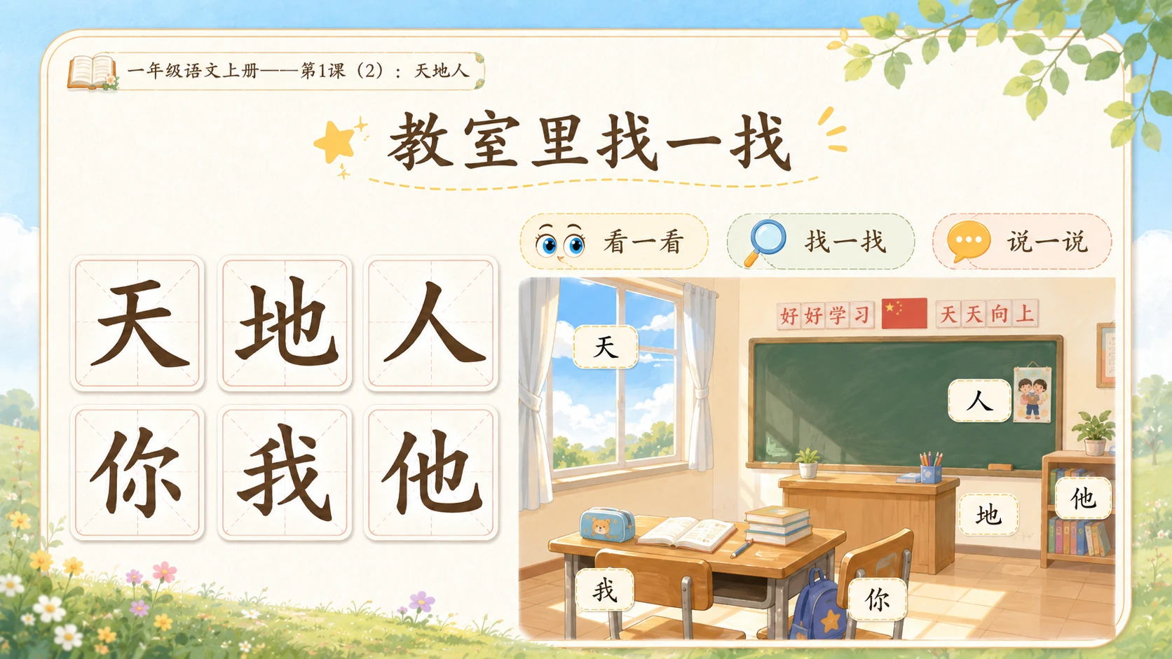小学六年制统编教材系列课件——一年级语文上册第1课（2）：天地人 - 预览图7