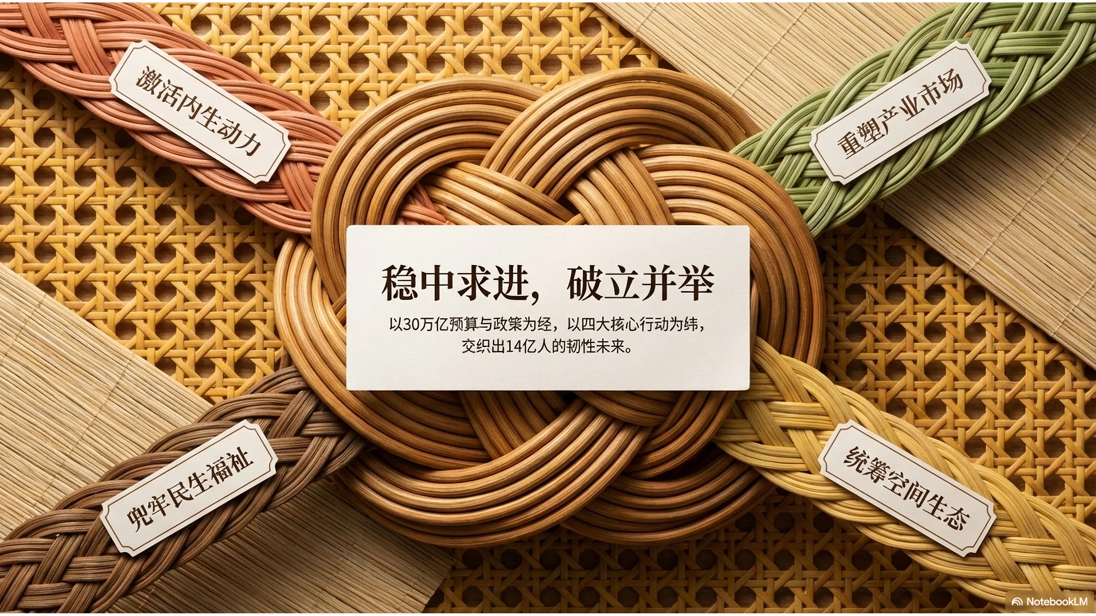藤编纹理风格政府工作报告PPT - 预览图10