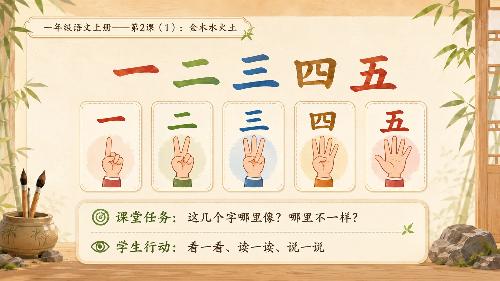 小学六年制统编教材系列课件——一年级语文上册第2课（1）：金木水火土 - 预览图6