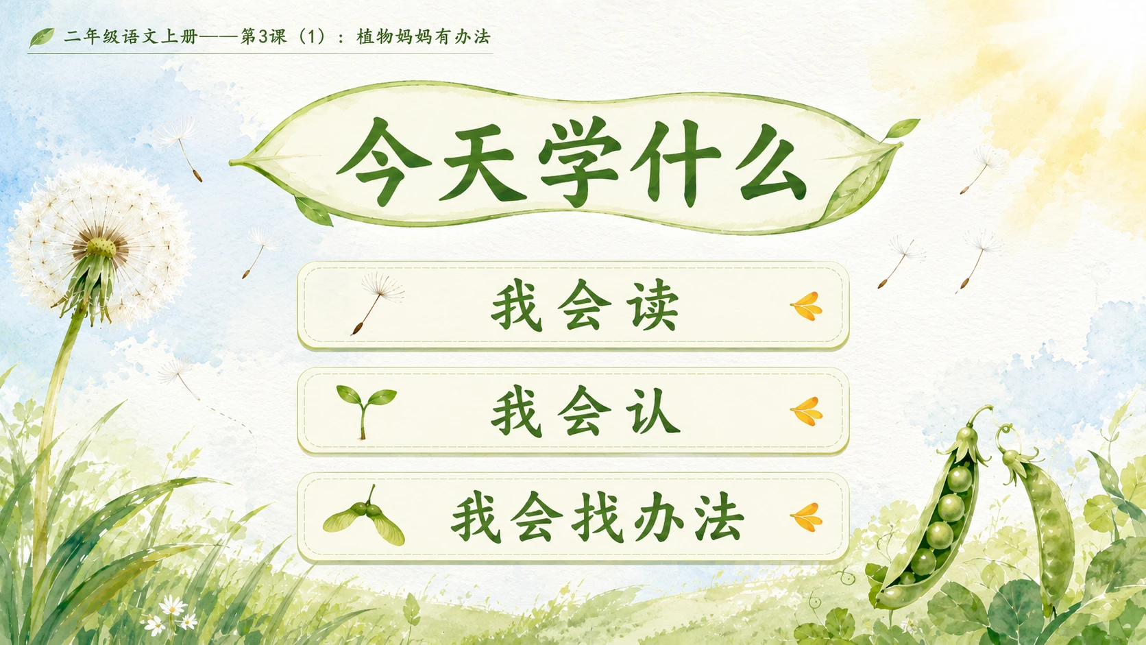小学六年制统编教材系列课件——二年级语文上册第3课（1）：植物妈妈有办法 - 预览图1