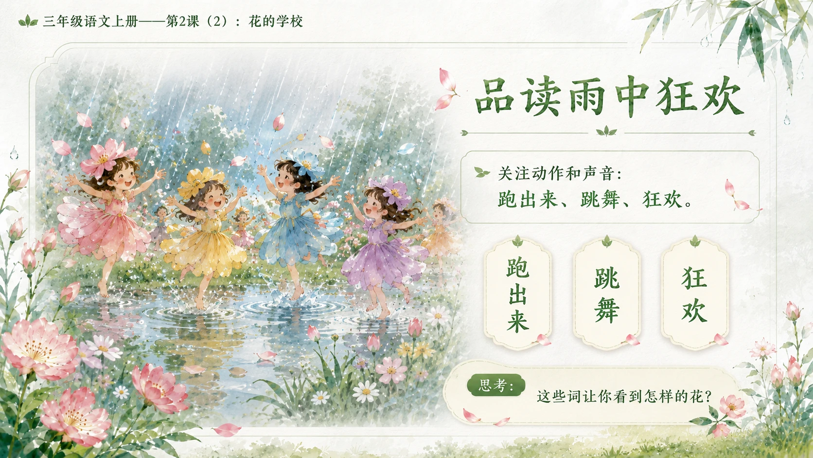 小学六年制统编教材系列课件——三年级语文上册第2课（2）：花的学校 - 预览图3
