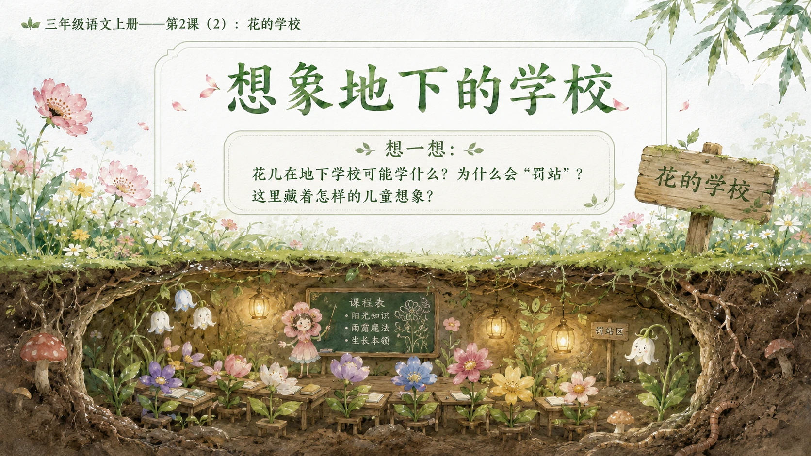 小学六年制统编教材系列课件——三年级语文上册第2课（2）：花的学校 - 预览图4