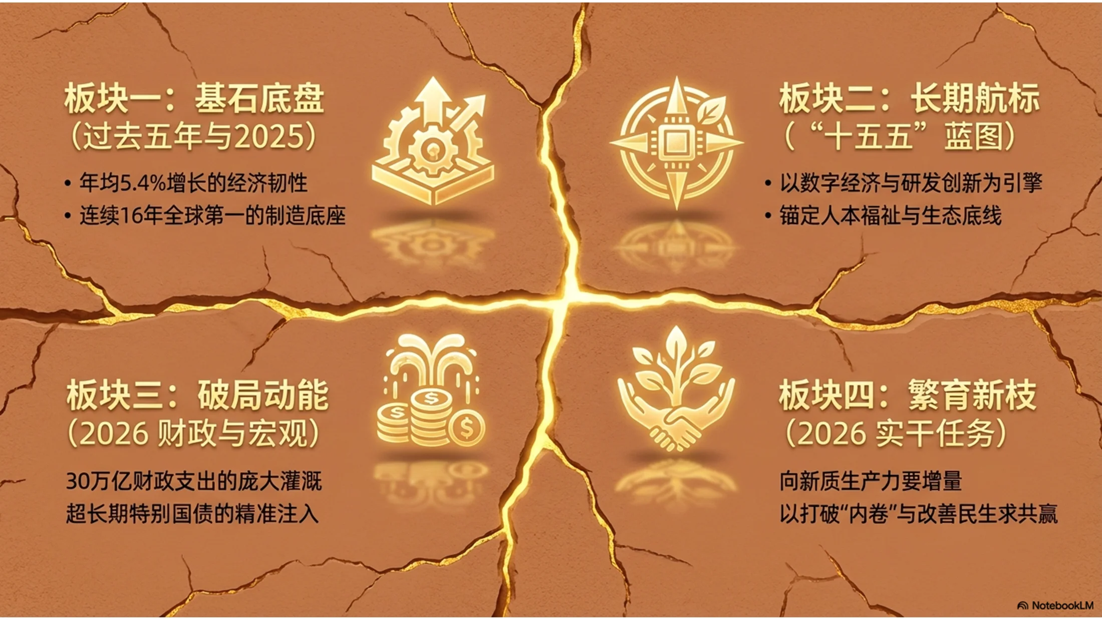 干泥纹理风格政府工作报告PPT - 预览图1