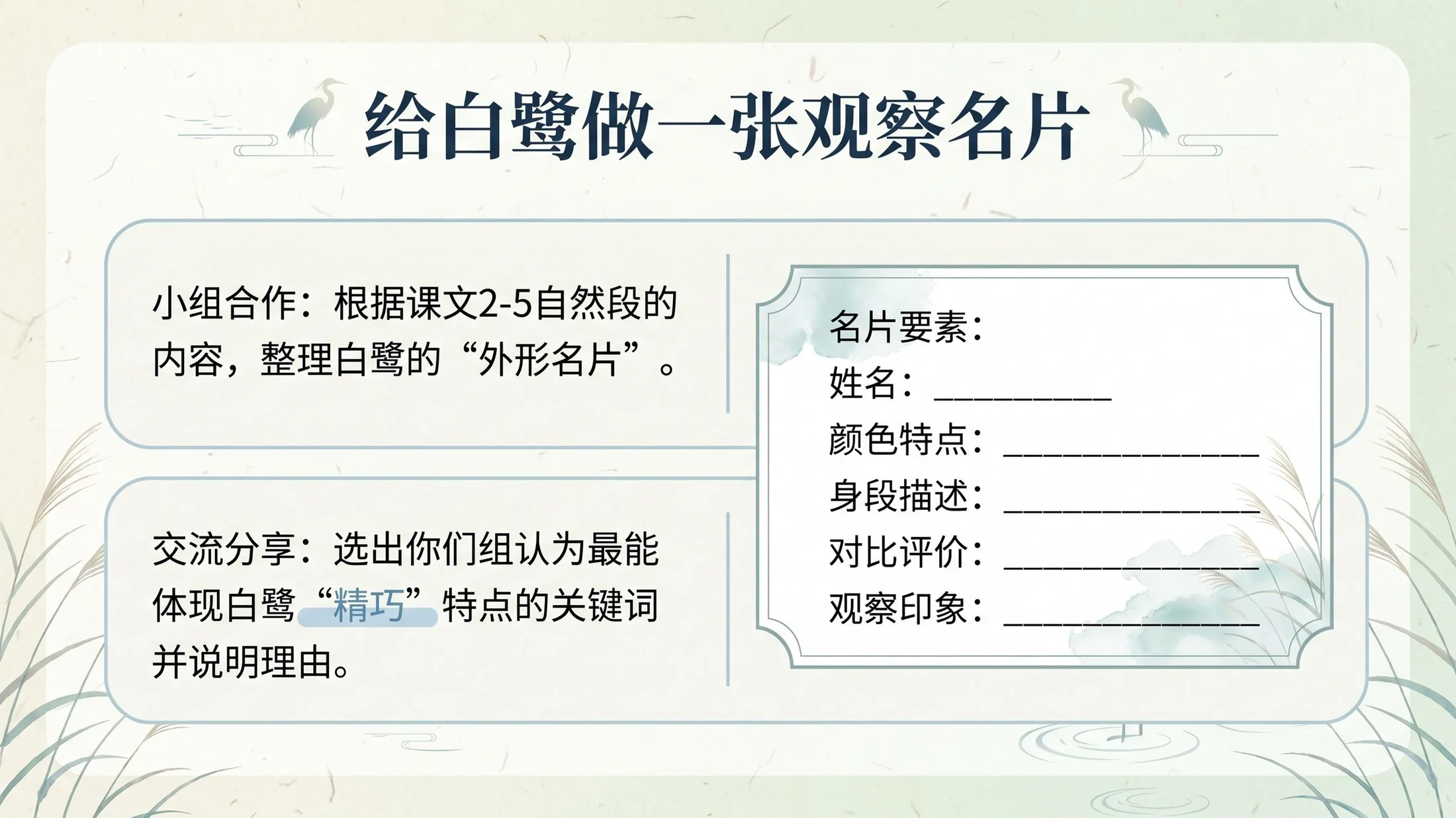 小学六年制统编教材系列课件——五年级语文上册第1课（1）：白鹭 - 预览图11
