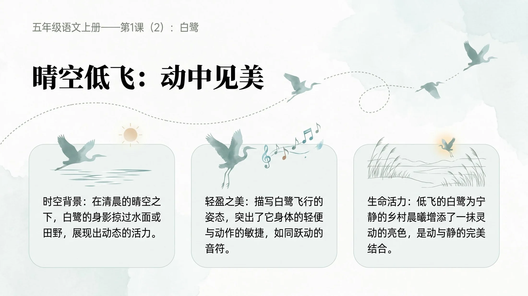 小学六年制统编教材系列课件——五年级语文上册第1课（2）：白鹭 - 预览图4
