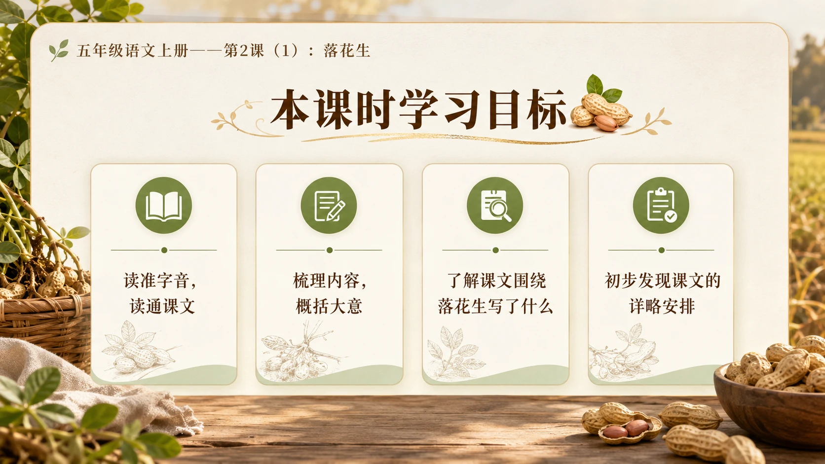 小学六年制统编教材系列课件——五年级语文上册第2课（1）：落花生 - 预览图1