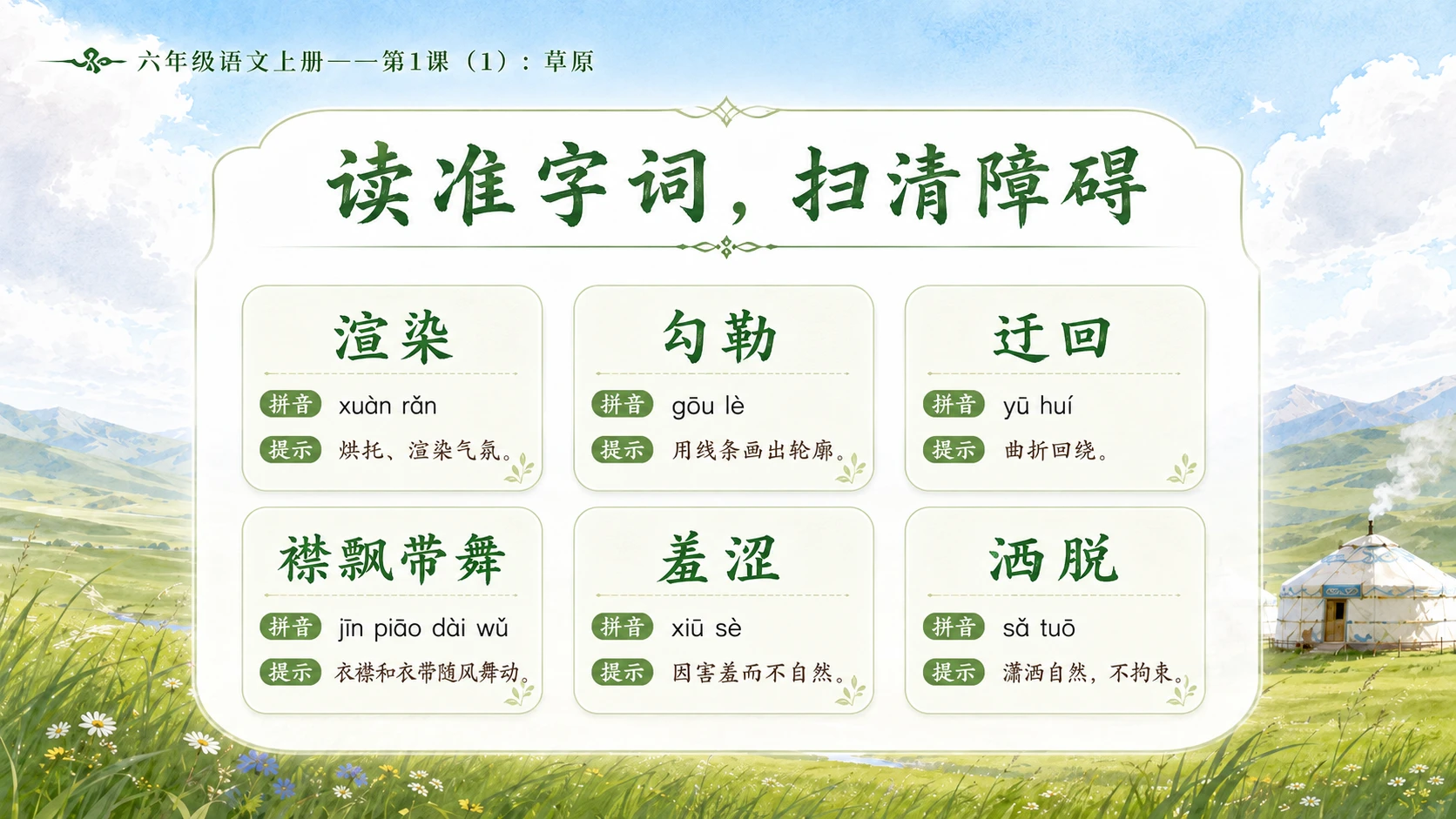 小学六年制统编教材系列课件——六年级语文上册第1课（1）：草原 - 预览图5