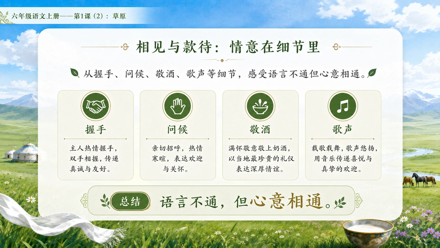 小学六年制统编教材系列课件——六年级语文上册第1课（2）：草原 - 预览图5