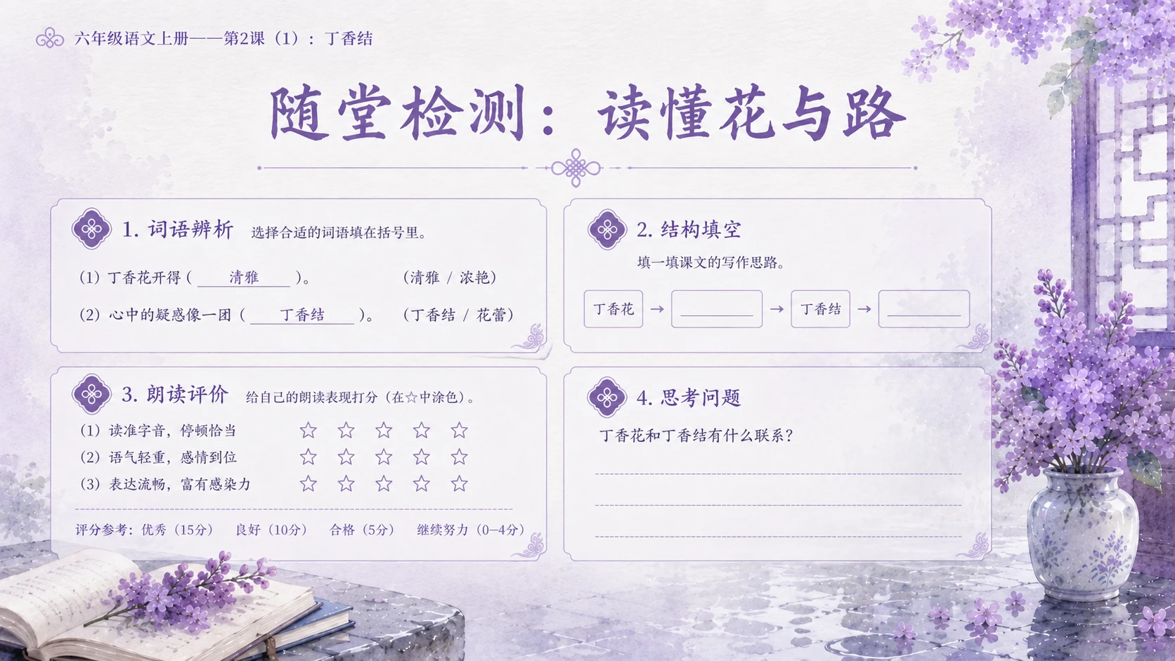 小学六年制统编教材系列课件——六年级语文上册第2课（1）：丁香结 - 预览图5