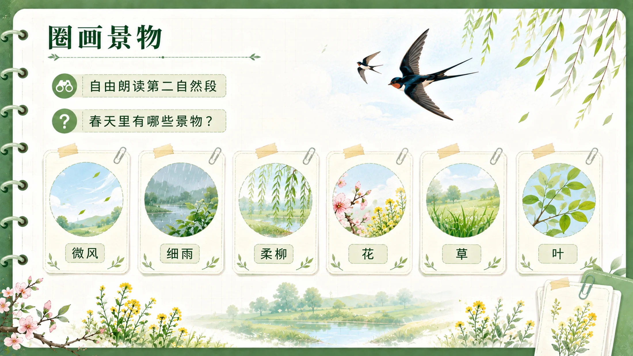 【拿来即上】统编版三年级下册《燕子》精美PPT课件模板 咬文嚼字+小练笔（全景实战版） - 预览图15