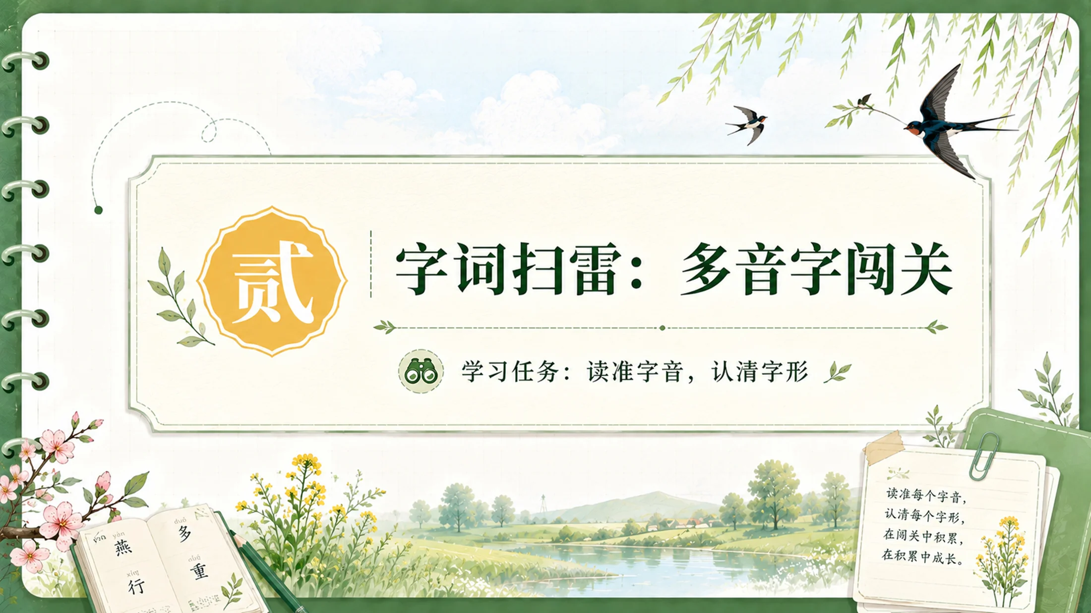 【拿来即上】统编版三年级下册《燕子》精美PPT课件模板 咬文嚼字+小练笔（全景实战版） - 预览图6