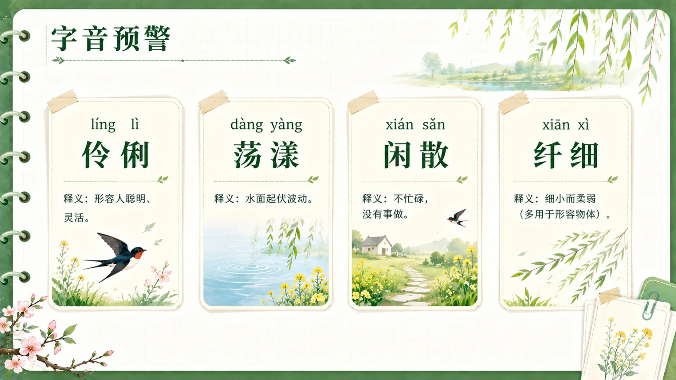 【拿来即上】统编版三年级下册《燕子》精美PPT课件模板 咬文嚼字+小练笔（全景实战版） - 预览图7