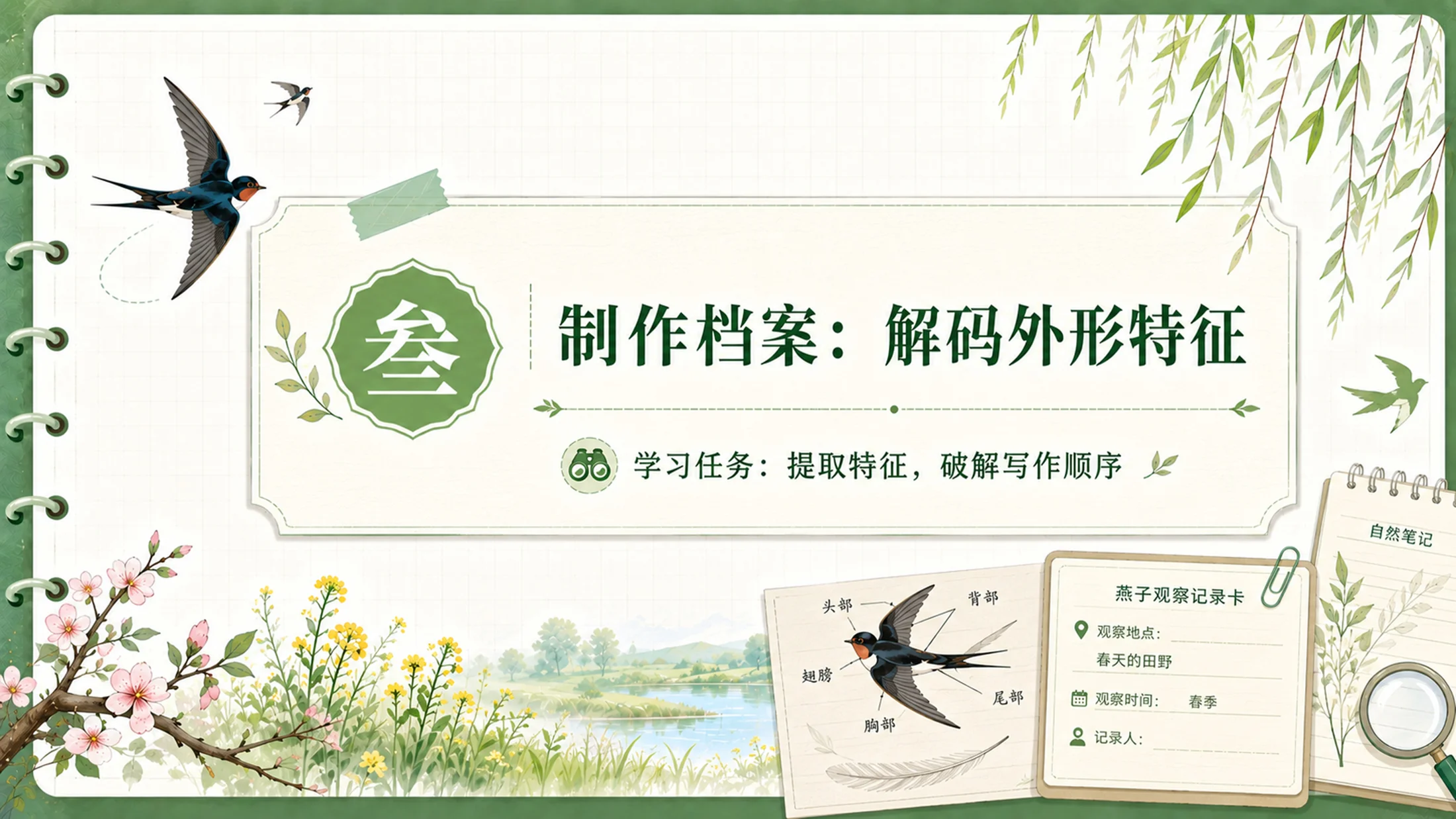 【拿来即上】统编版三年级下册《燕子》精美PPT课件模板 咬文嚼字+小练笔（全景实战版） - 预览图10