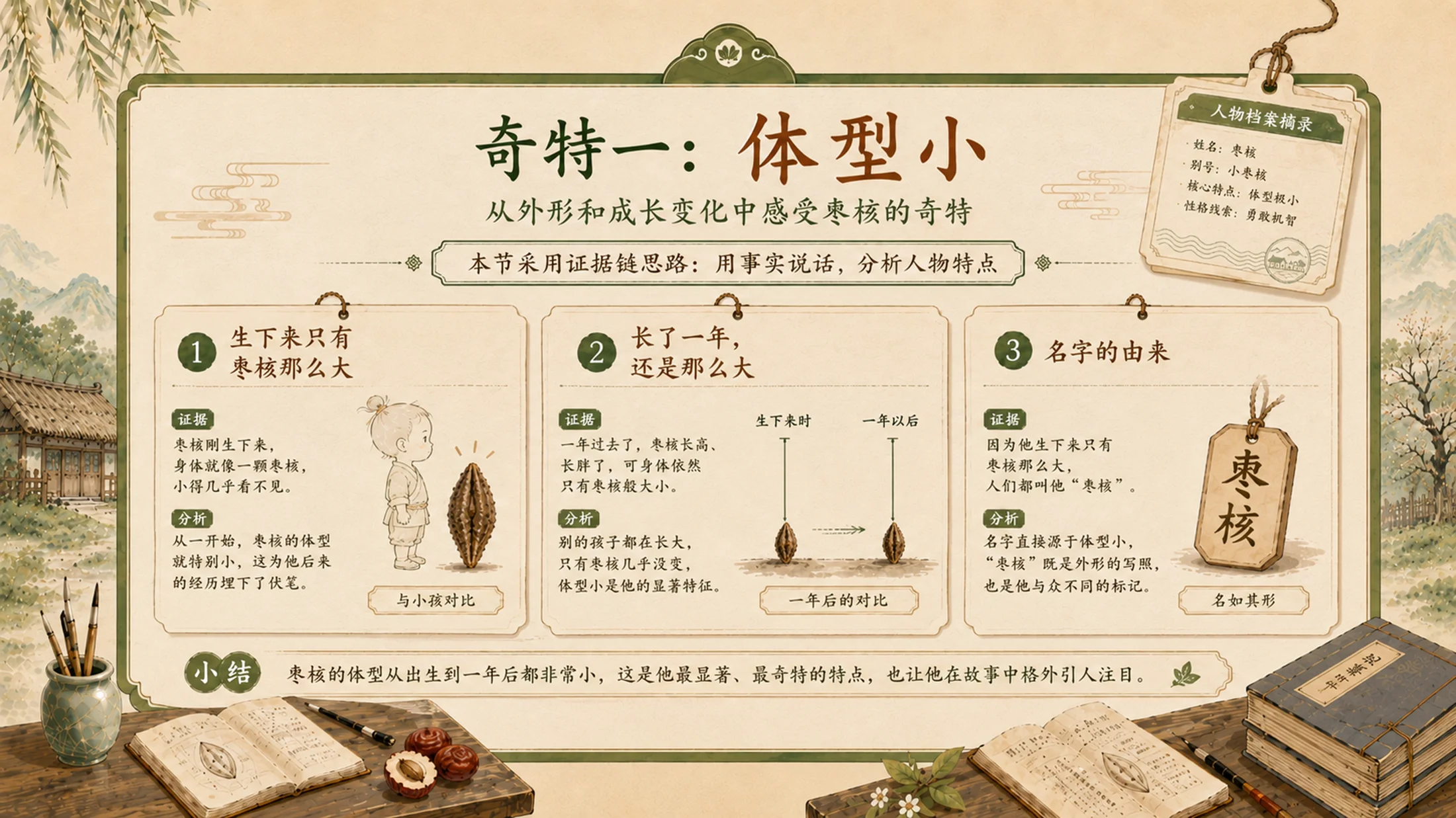 统编版三年级下册《枣核》精美PPT模板 略读课文复述支架+多音字排雷 - 预览图13
