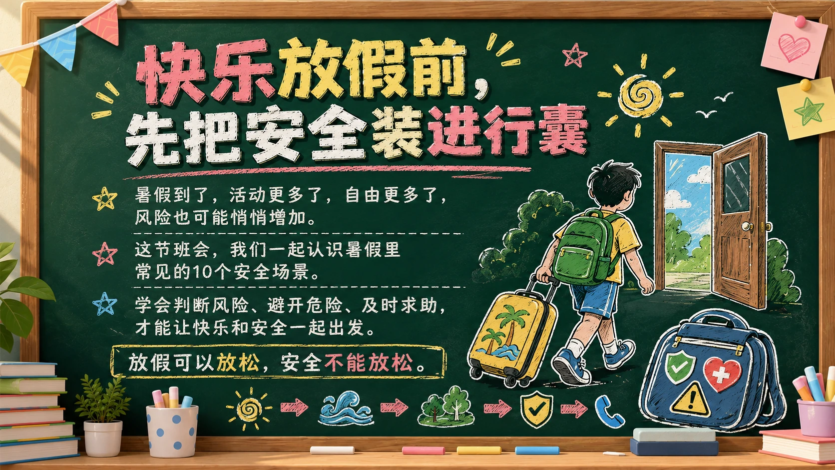 暑假安全教育主题班会PPT - 预览图1