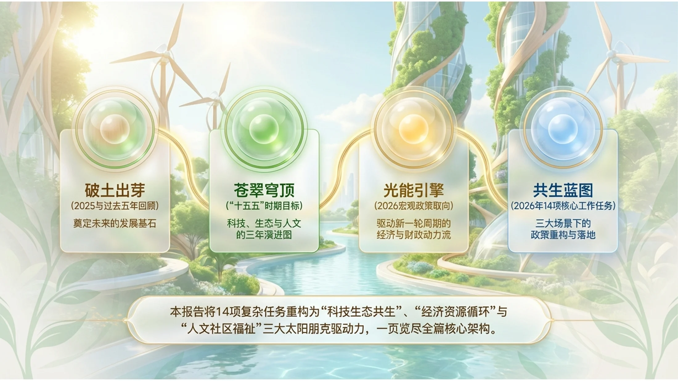 太阳朋克风格政府工作报告PPT - 预览图1