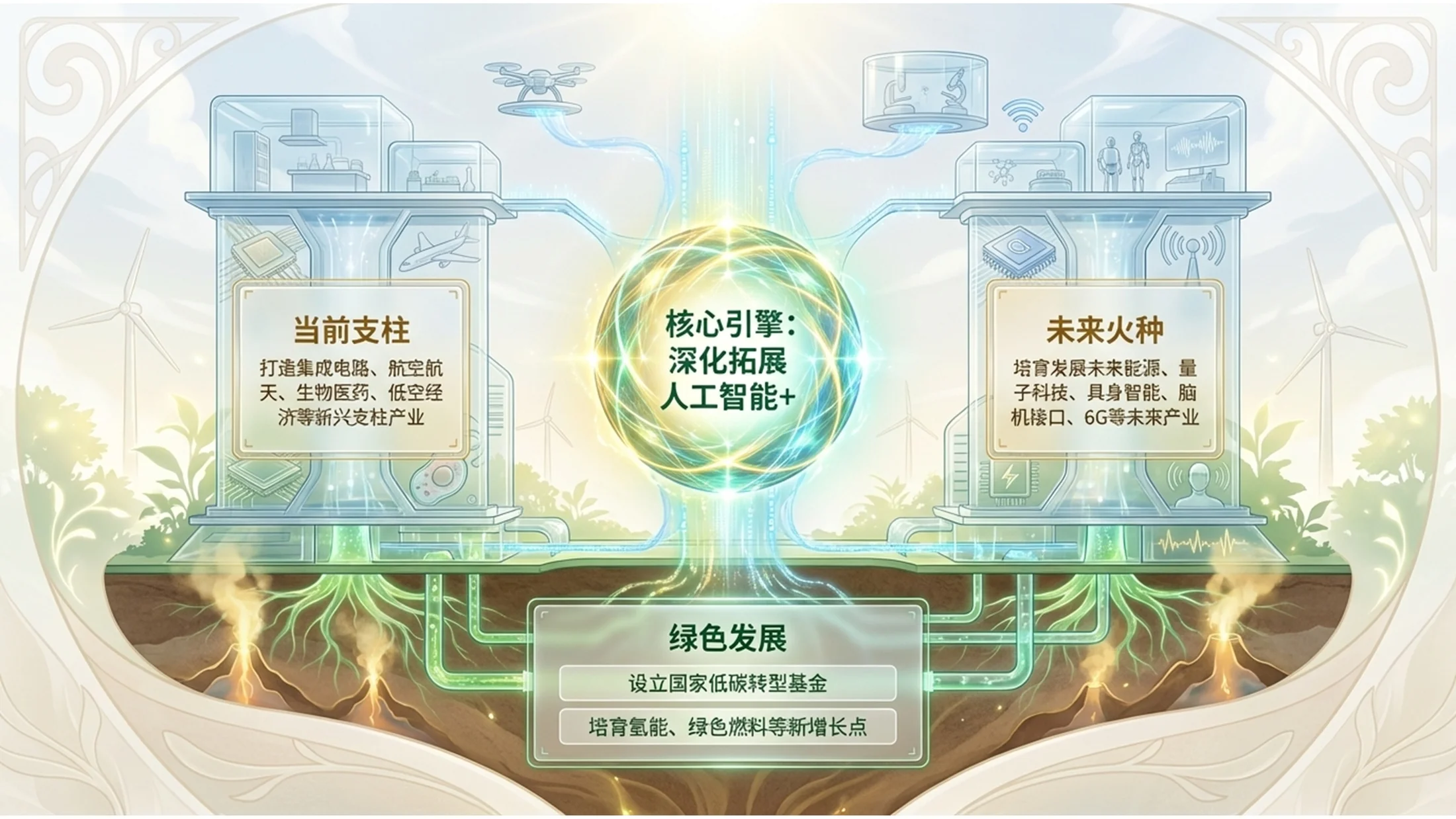 太阳朋克风格政府工作报告PPT - 预览图6