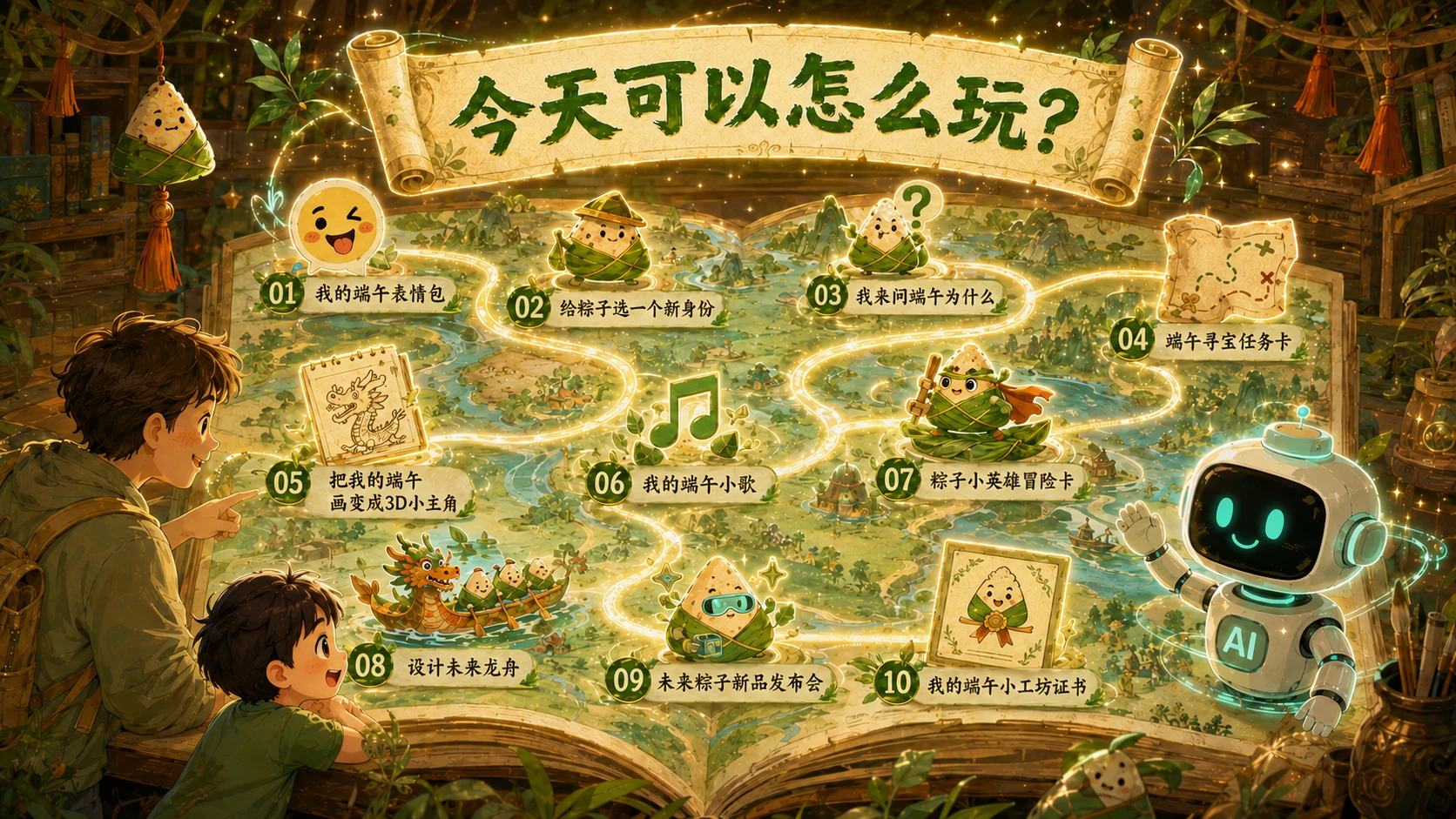 端午AI小工坊｜10个亲子创意玩法PPT - 预览图1