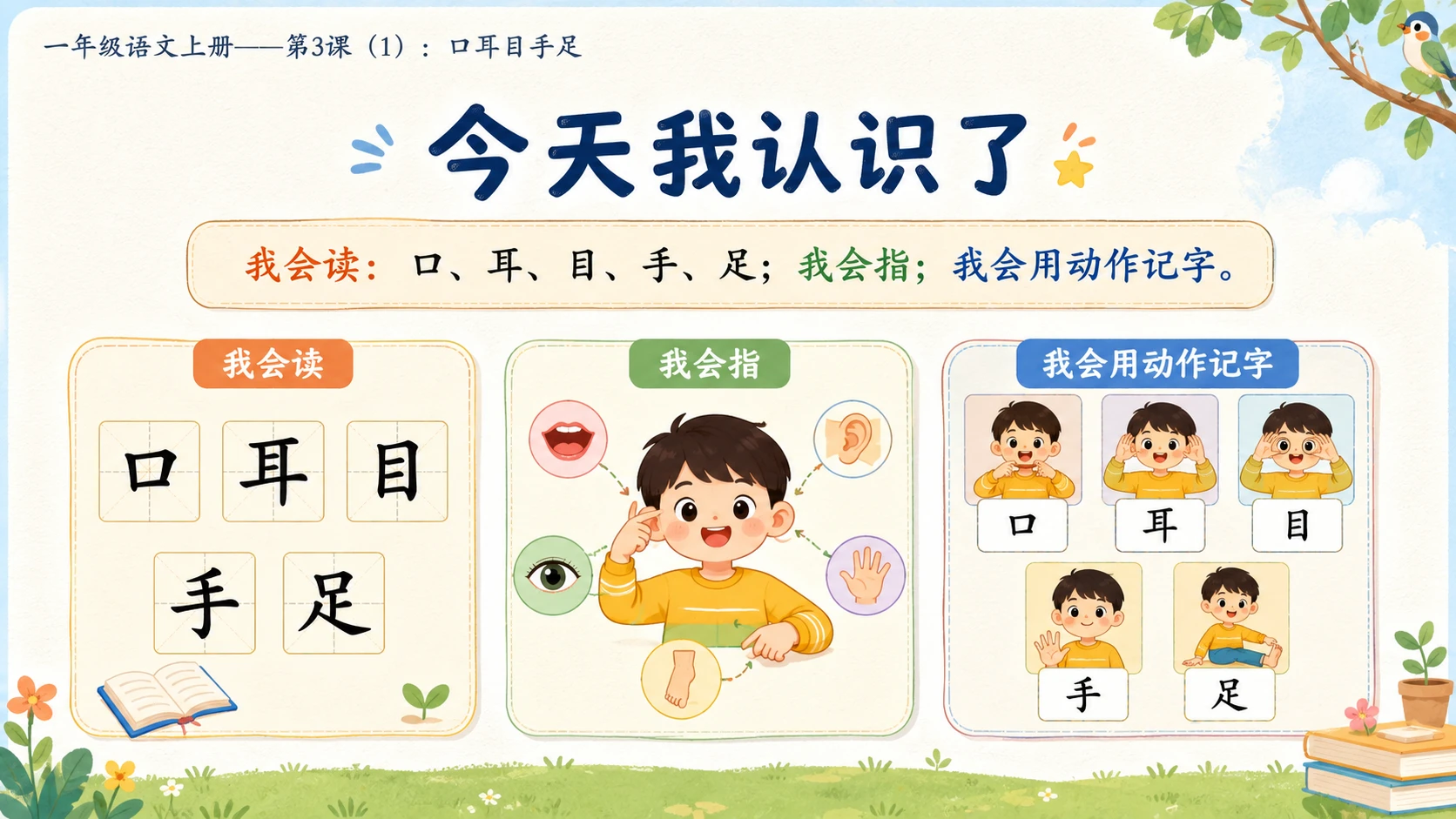 小学六年制统编教材系列课件——一年级语文上册第3课（1）：口耳目手足 - 预览图11