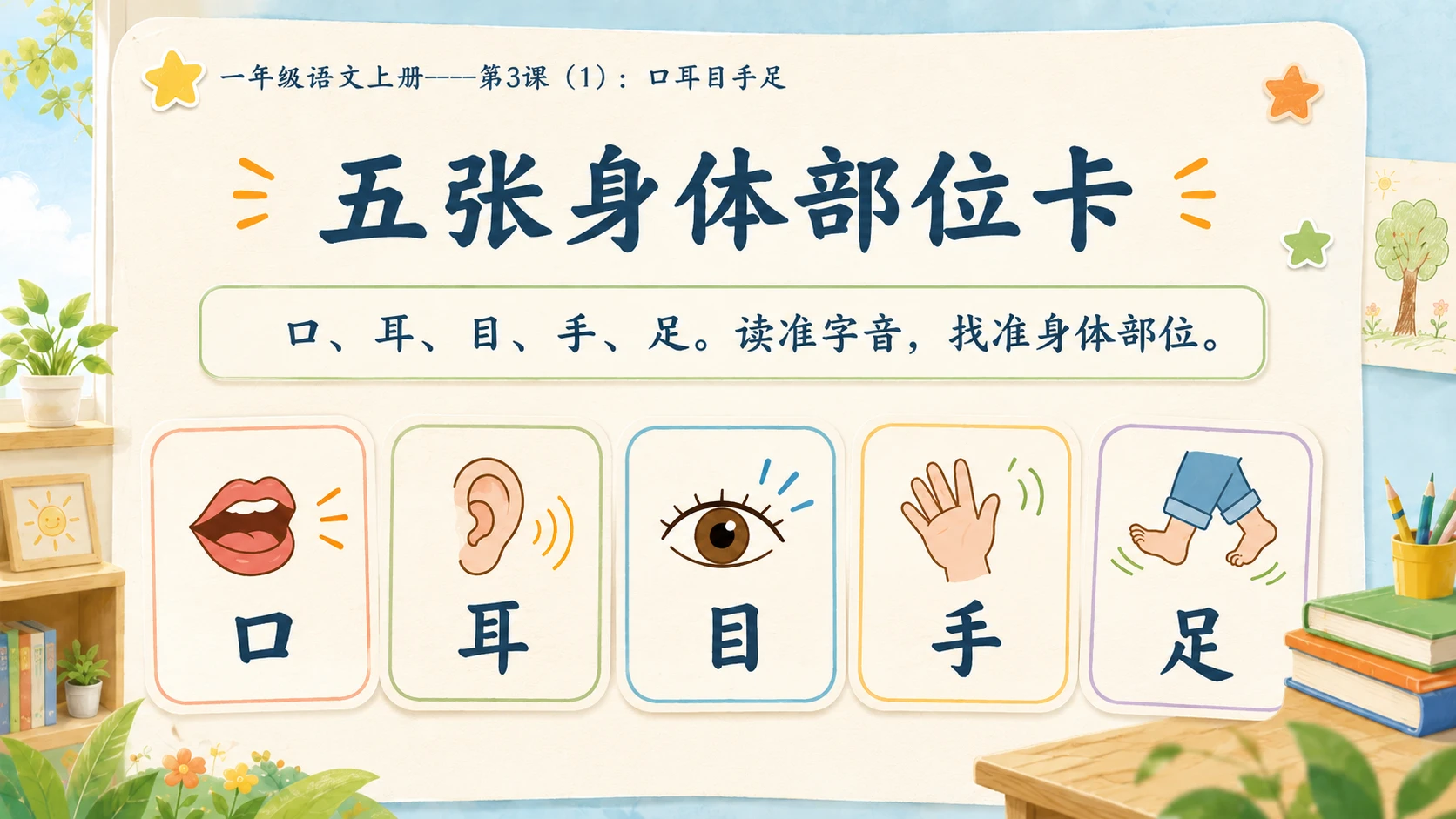 小学六年制统编教材系列课件——一年级语文上册第3课（1）：口耳目手足 - 预览图3