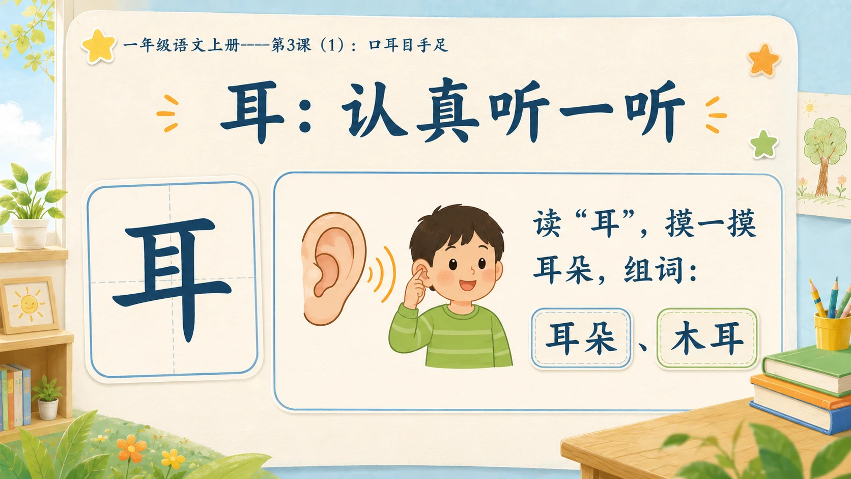小学六年制统编教材系列课件——一年级语文上册第3课（1）：口耳目手足 - 预览图6