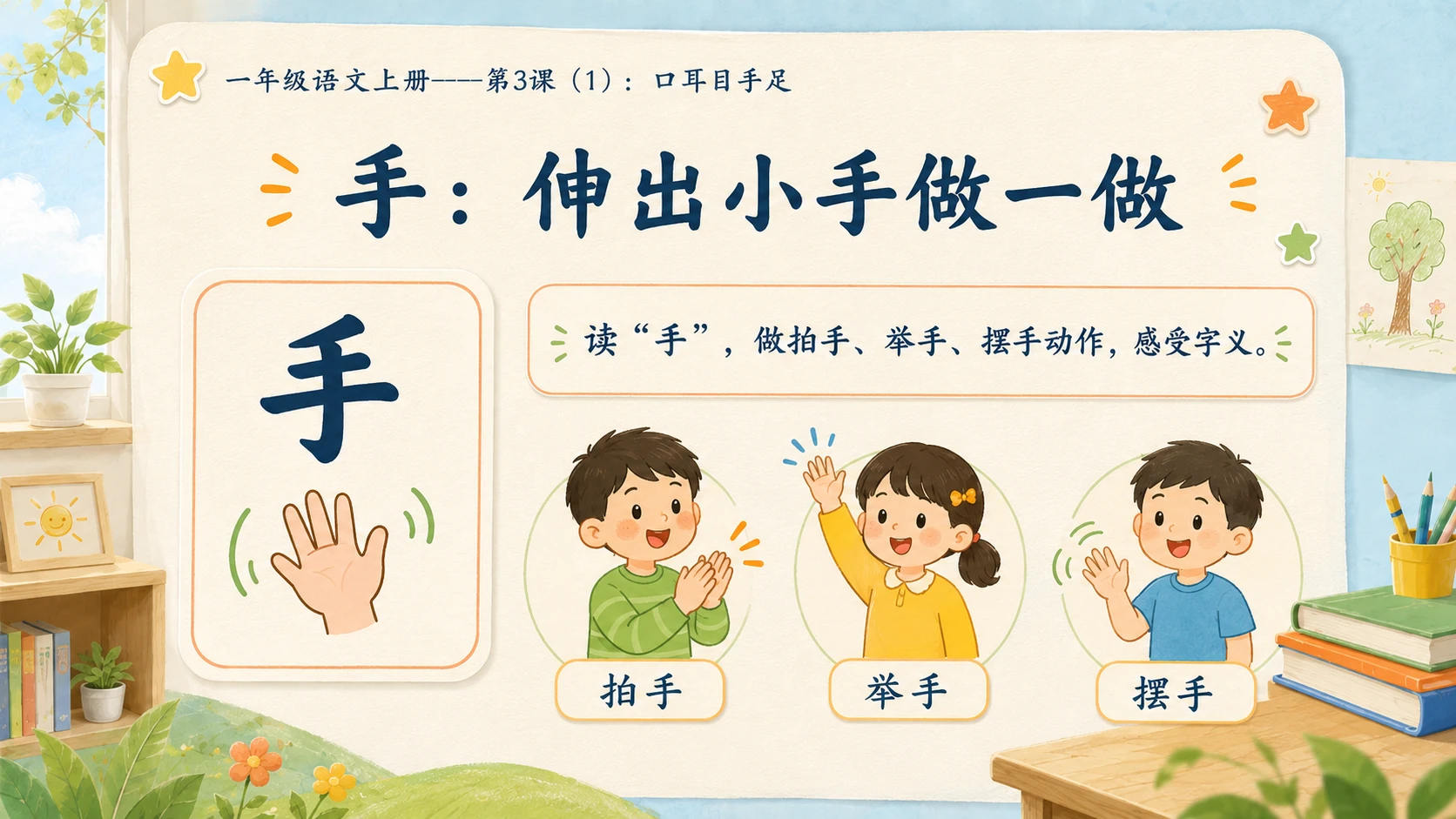 小学六年制统编教材系列课件——一年级语文上册第3课（1）：口耳目手足 - 预览图8