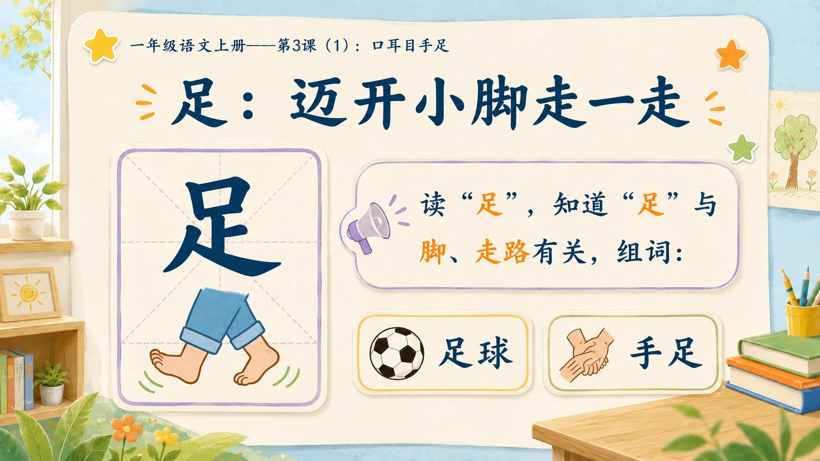 小学六年制统编教材系列课件——一年级语文上册第3课（1）：口耳目手足 - 预览图9